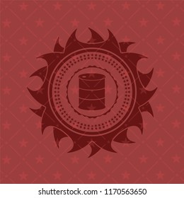 barrel icon inside badge with red background