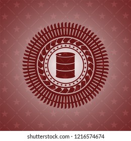 barrel icon inside badge with red background