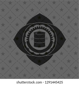 barrel icon inside black emblem