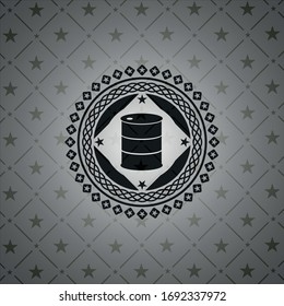 barrel icon inside black emblem