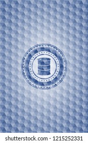 barrel icon inside blue polygonal badge.