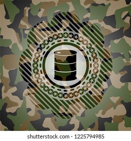 barrel icon inside camouflage emblem