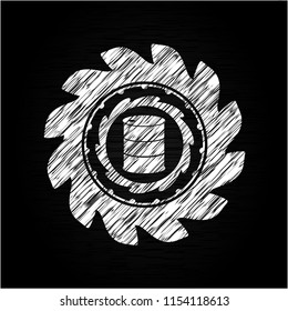 barrel icon inside chalkboard emblem