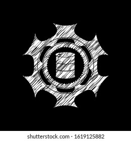 barrel icon inside chalkboard emblem on black board