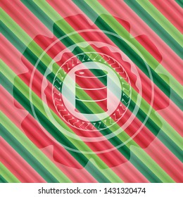 barrel icon inside christmas badge background.