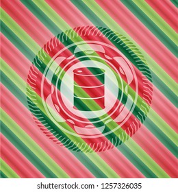 barrel icon inside christmas colors style emblem.