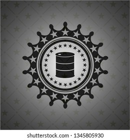 barrel icon inside dark emblem. Retro