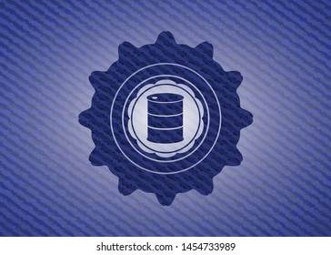 barrel icon inside denim background