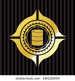 barrel icon inside gold emblem