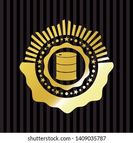 barrel icon inside gold emblem