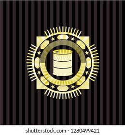 barrel icon inside golden emblem