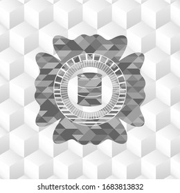 icono de barril dentro de la placa gris con fondo blanco de cubo geométrico