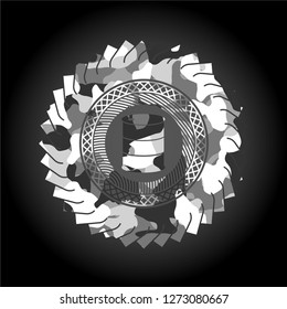 barrel icon inside grey camouflage emblem