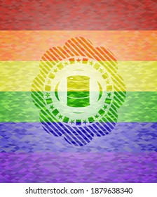 barrel icon inside lgbt colors emblem. 