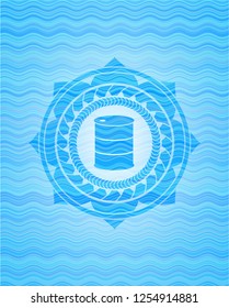 barrel icon inside light blue water wave badge.