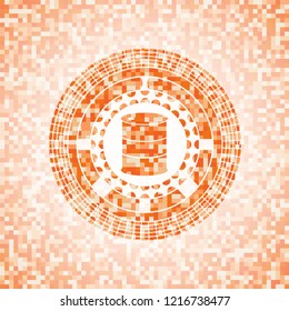 barrel icon inside orange mosaic emblem with background