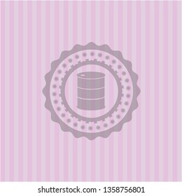 barrel icon inside pink emblem