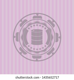 barrel icon inside pink emblem. Retro