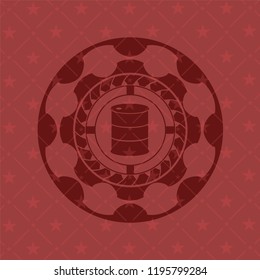 barrel icon inside realistic red emblem