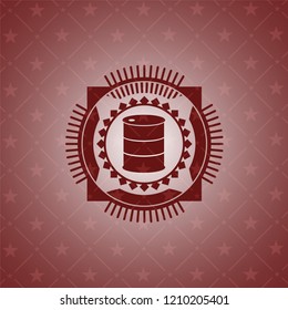 barrel icon inside realistic red emblem