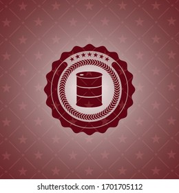 barrel icon inside realistic red emblem