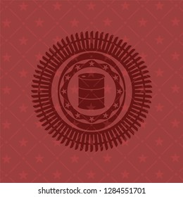 barrel icon inside red emblem. Retro