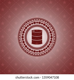 barrel icon inside red emblem. Retro