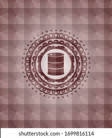 barrel icon inside red geometric pattern emblem. Seamless.