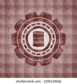barrel icon inside red polygonal badge. Seamless.