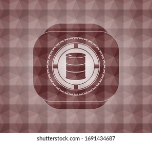 barrel icon inside red polygonal badge. Seamless.