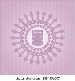 barrel icon inside retro pink emblem
