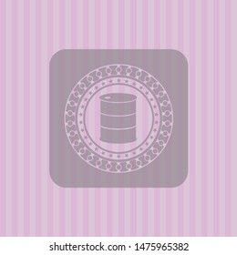 barrel icon inside retro pink emblem
