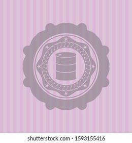 barrel icon inside retro pink emblem