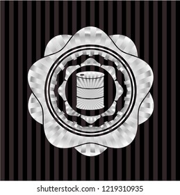 barrel icon inside silver badge or emblem