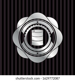 barrel icon inside silver badge or emblem