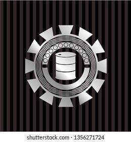 barrel icon inside silver emblem