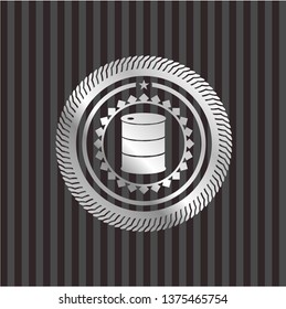 barrel icon inside silver emblem or badge