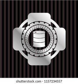 barrel icon inside silver shiny badge