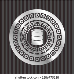 barrel icon inside silver shiny emblem