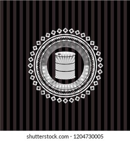 barrel icon inside silvery badge