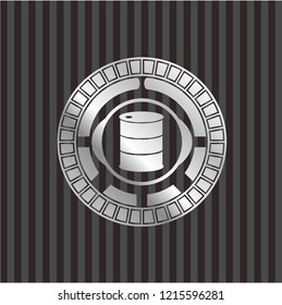 barrel icon inside silvery emblem