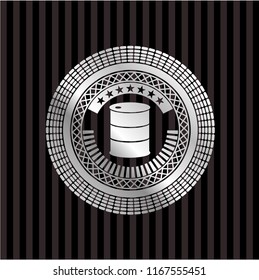 barrel icon inside silvery shiny badge
