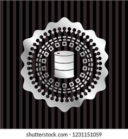 barrel icon inside silvery shiny badge