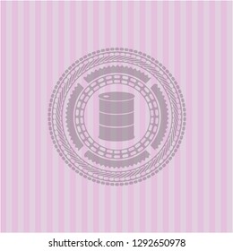 barrel icon inside vintage pink emblem
