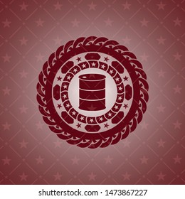 barrel icon inside vintage red emblem