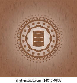 barrel icon inside vintage wood emblem