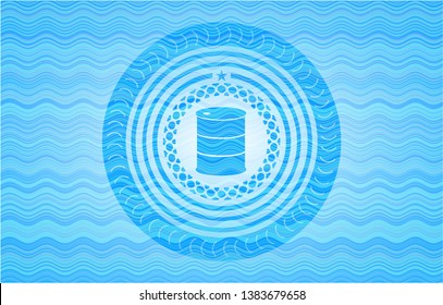 barrel icon inside water representation emblem background.