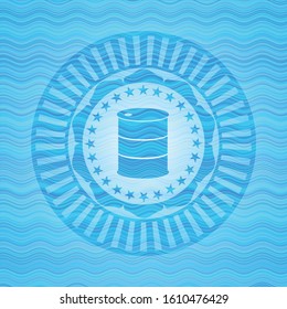 barrel icon inside water representation badge background.