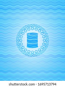 barrel icon inside water representation style emblem.