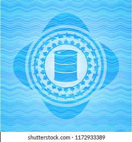 barrel icon inside water wave concept badge background.